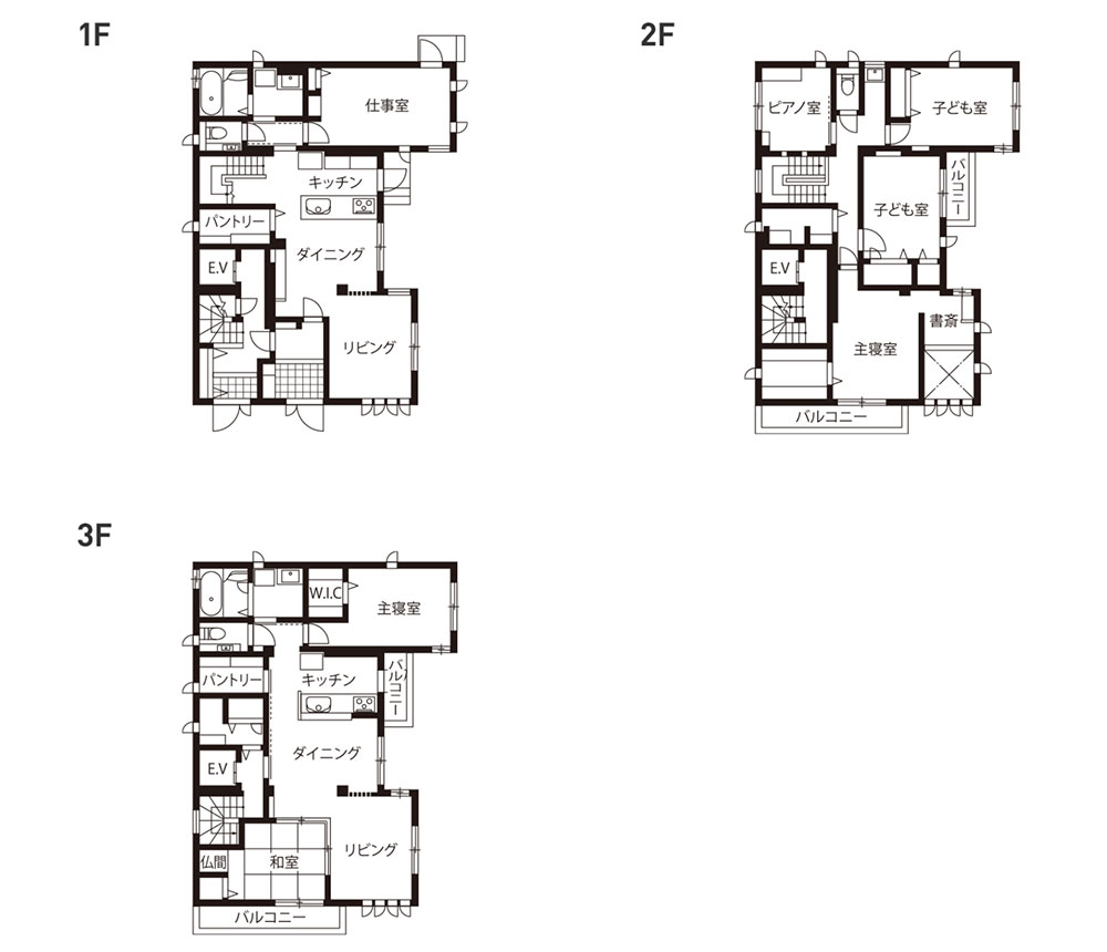 セキスイハイムの二世帯住宅の間取り図例
